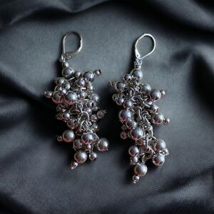 Y2K dangling silver tone ball earrings